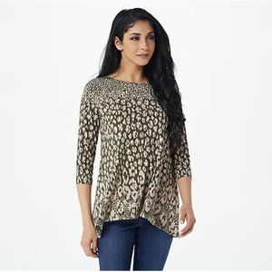 Belle by Kim Gravel Hi-Low Animal Print Knit Top